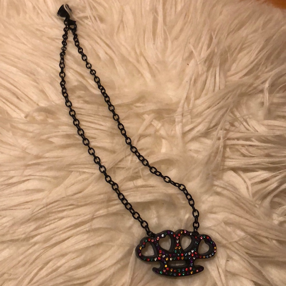 Heart brass knuckles necklace